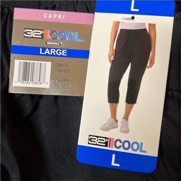 NEW 32 Degrees Cool Women's Pull On Active Capri drawstring pockets Black - Picture 4 of 7